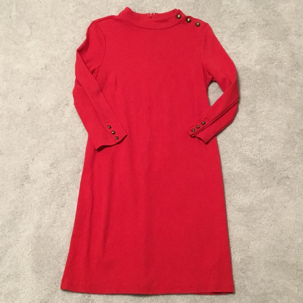 Talbots Red Button-Detail Dress